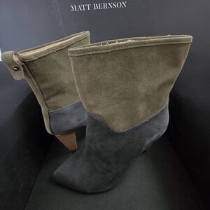 Matt Bernson Olive and Black Suede Boots